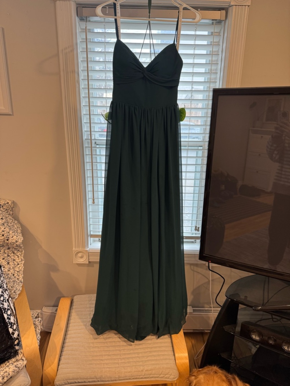 Elegant Dark Green Spaghetti-Strap Maxi Dress